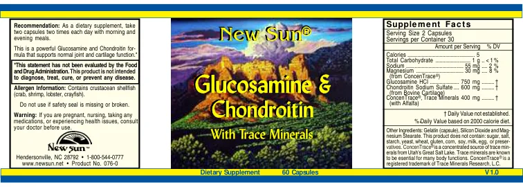 Label for Glucosamine & Chondroitin With Trace Minerals
