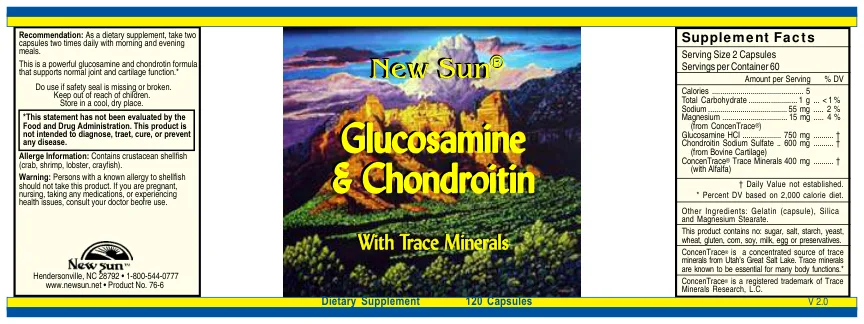 Label for Glucosamine & Chondroitin With Trace Minerals