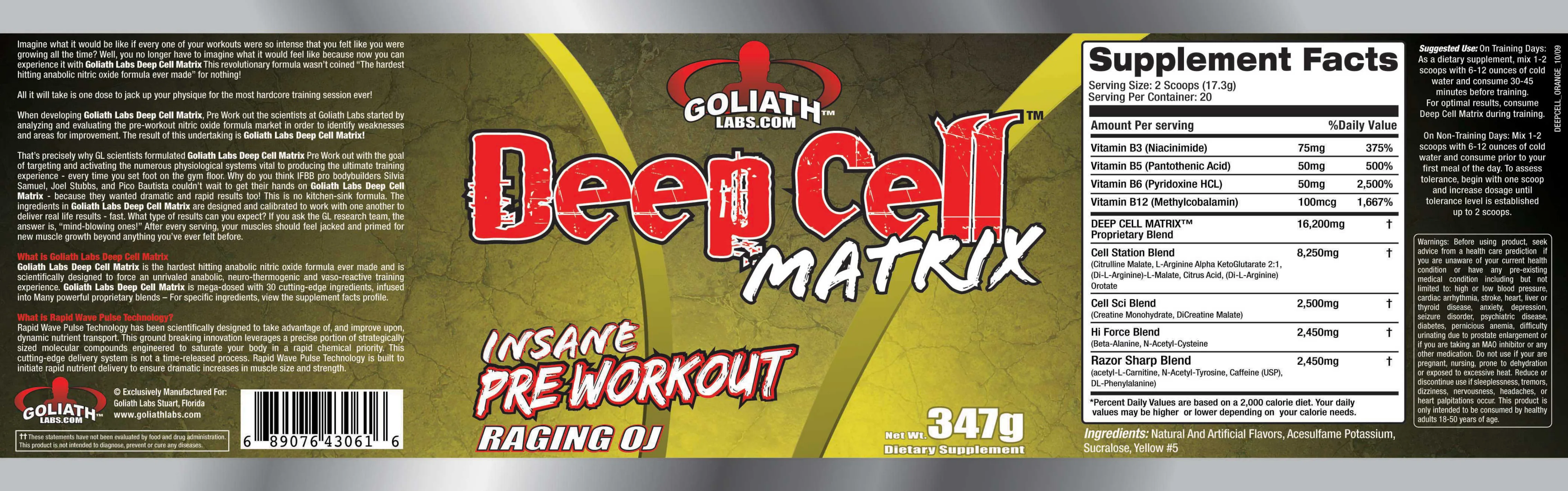 Label for Deep Cell Matrix Raging OJ