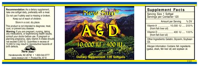 Label for A & D 10,000 IU / 400 IU
