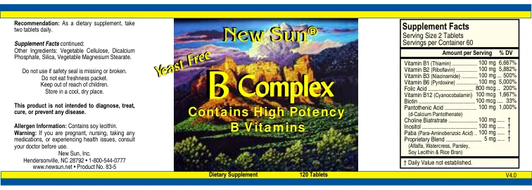 Label for Yeast Free B Complex