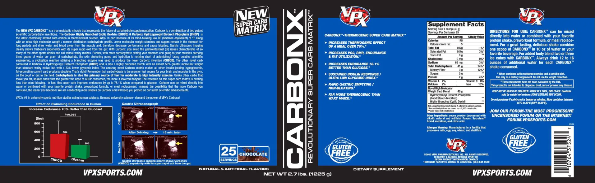 Label for Carbonx Revolutionary Super Carb Matrix Chocolate