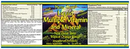 Label for Liquid Multiple Vitamin And Mineral Tropical Orange Flavor
