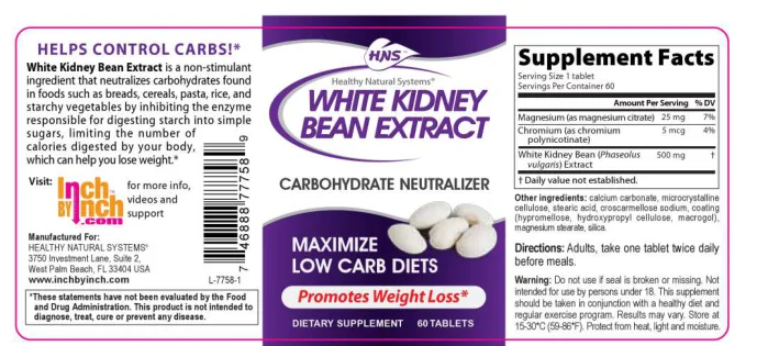 Label for White Kidney Bean Extract