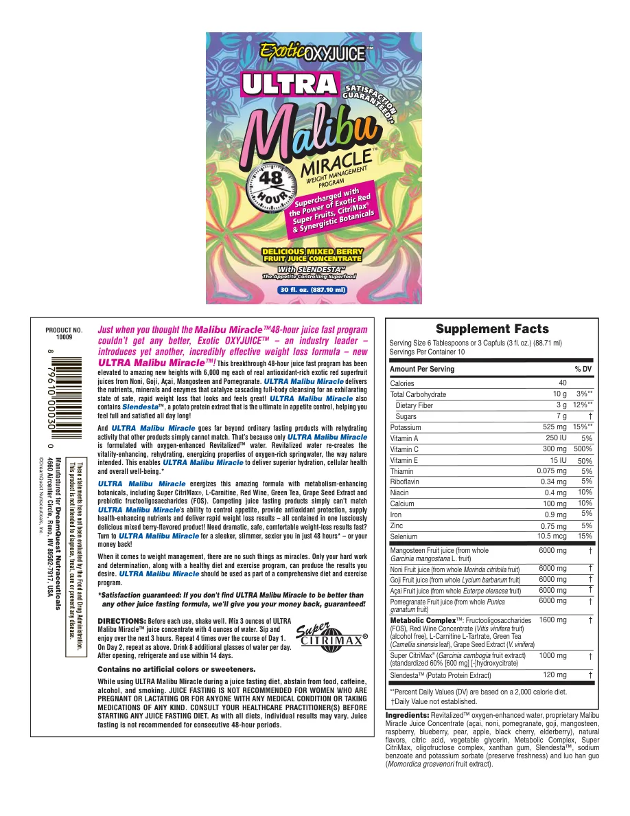 Label for Ultra Malibu Miracle Weight Management Program