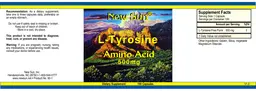 Label for L-Tyrosine Amino Acid 500 mg