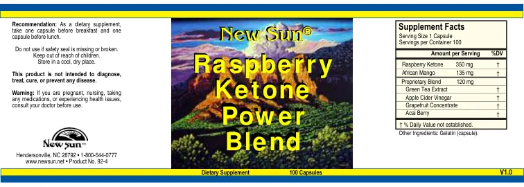 Label for Raspberry Ketone Power Blend