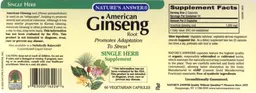 Label for American Ginseng Root