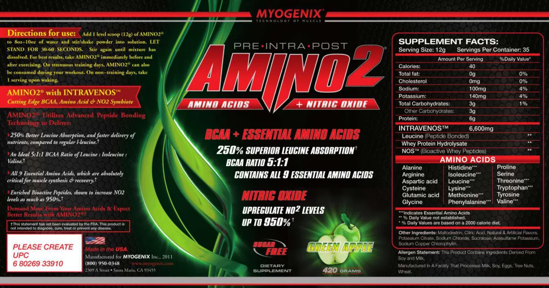 Label for Amino2 Green Apple