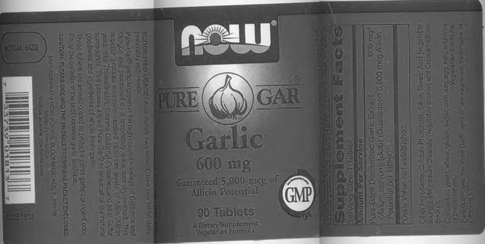 Label for Pure Gar Garlic 600 mg