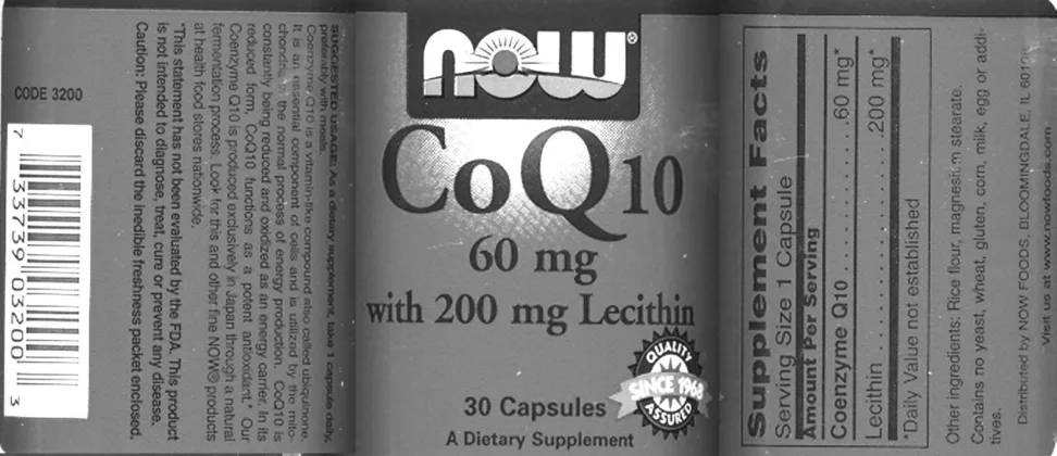 Label for CoQ10 60 mg With 200 mg Lecithin