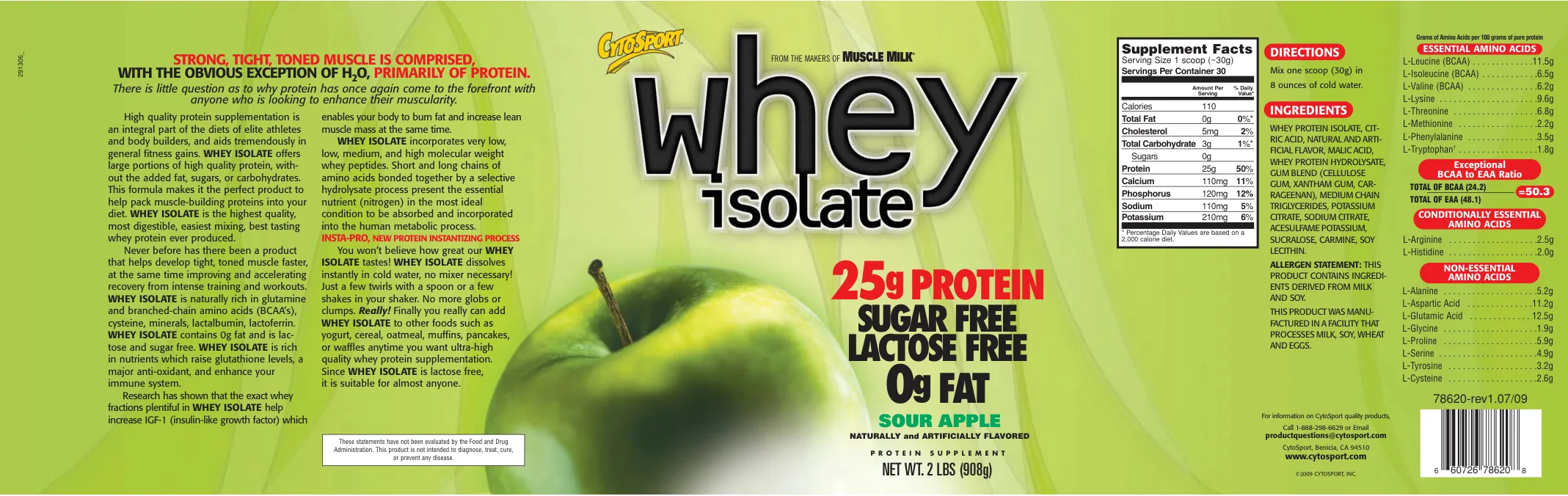 Label for Whey Isolate Sour Apple