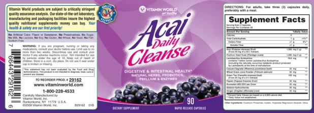 Label for Acai Daily Cleanse