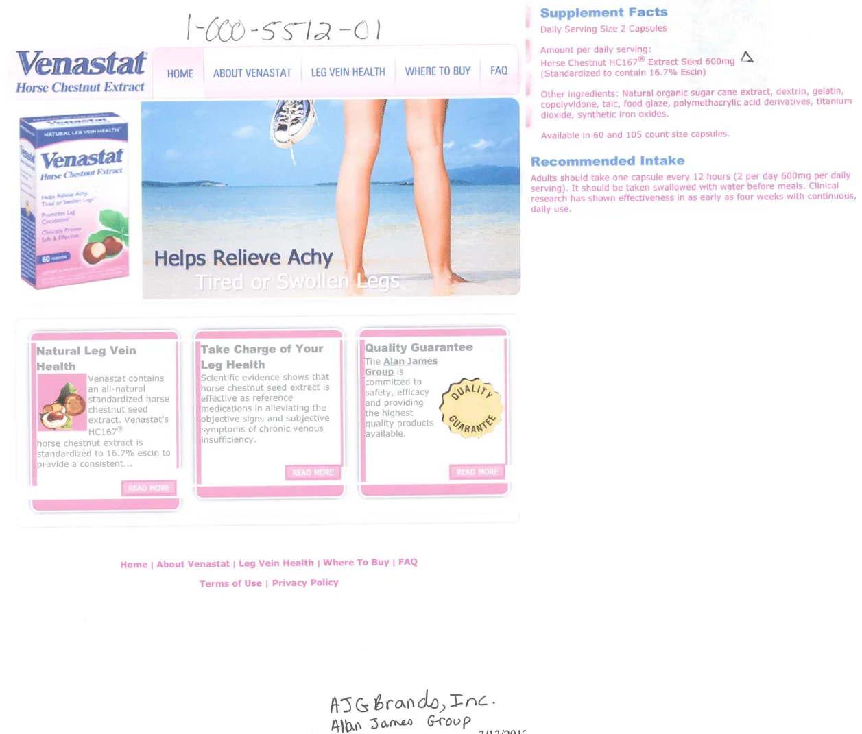 Label for Venastat Horse Chestnut Extract