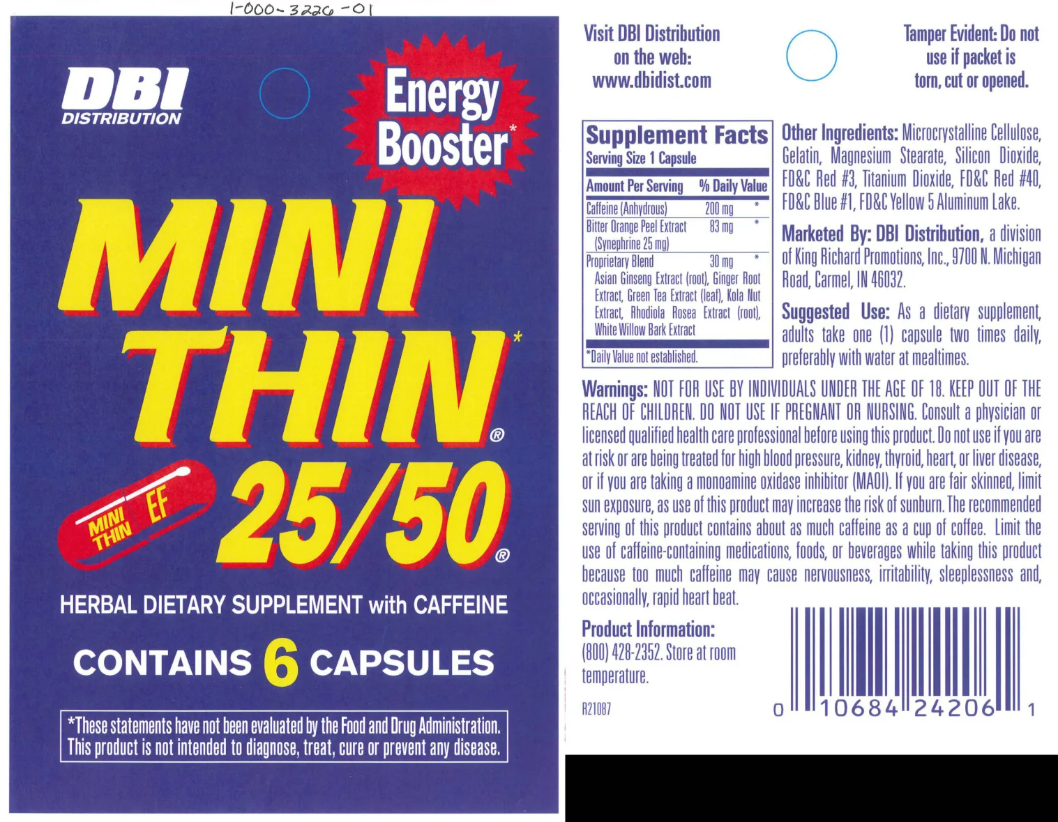 Label for Mini Thin 25-50