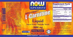 Label for Triple Strength L- Carnitine Liquid 3000 mg Citrus Flavor