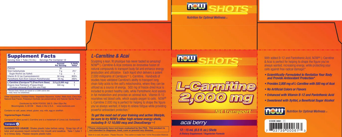 Label for L-Carnitine 2,000 mg Acai Berry