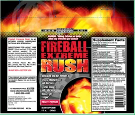 Label for Fireball Extreme Rush Fruit Punch