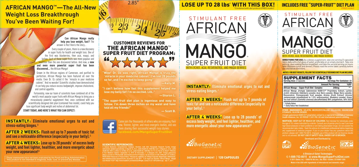 Label for African Mango Super Fruit Diet