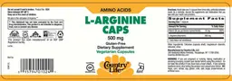 Label for L-Arginine Caps 500 mg
