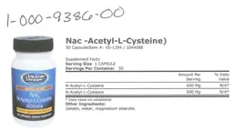 Label for NAC N-Acetyl-L-Cysteine 600 mg