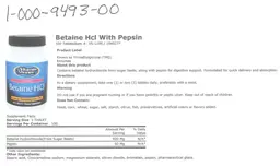 Label for Betaine HCl with Pepsin