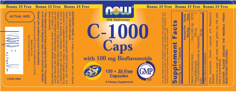 Label for C-1000 Caps With 100 mg Bioflavonoids