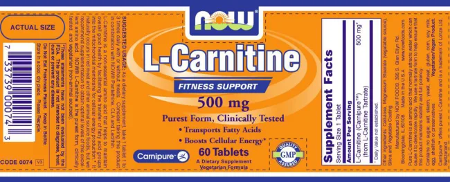 Label for L-Carnitine 500 mg