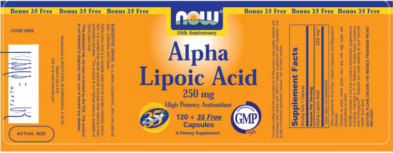 Label for Alpha Lipoic Acid 250 mg