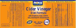 Label for Cider Vinegar Diet Formula With Grapefruit, Kelp, Lecithin, B-6, Chromium & Glucomannan