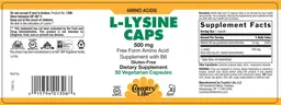 Label for L-Lysine Caps 500 mg