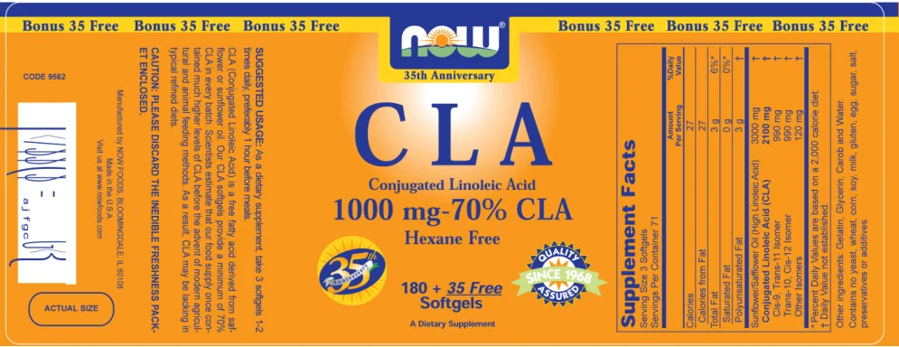 Label for CLA Conjugated Linoleic Acid 1000 mg-70% CLA