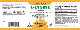 Label for L-Lysine 1000 mg