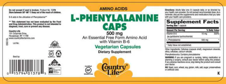 Label for L-Phenylalanine Caps 500 mg