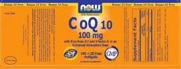Label for CoQ10 100 mg With Rice Bran Oil And Vitamin E In An Enhanced Absorption Base