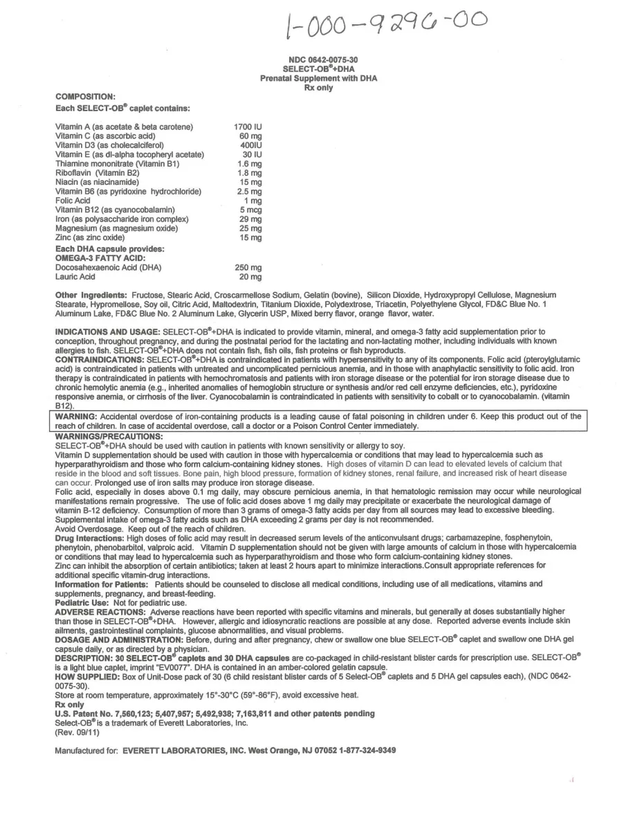 Label for Select-OB +DHA
