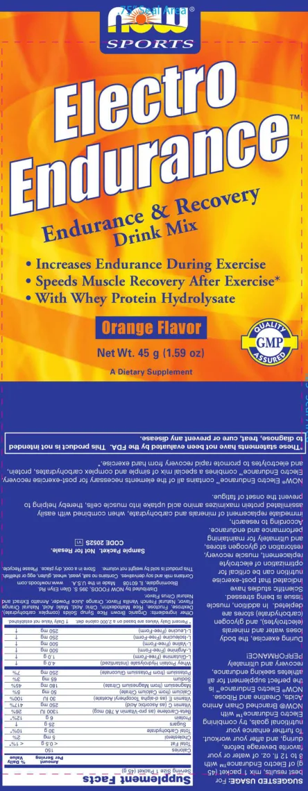 Label for Electro Endurance Orange Flavor