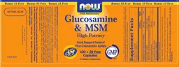 Label for Glucosamine & MSM High Potency