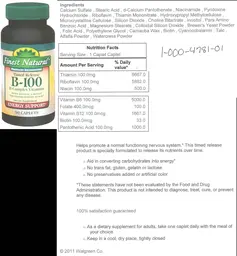 Label for Timed Release B-100 B-Complex Vitamins
