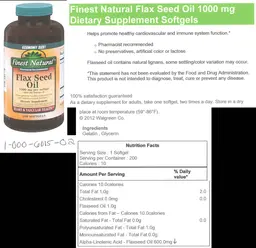 Label for Flax Seed Oil 1000 mg