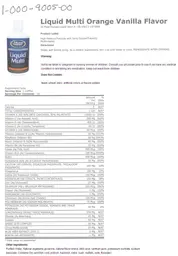 Label for Liquid Multi Orange Vanilla Flavor