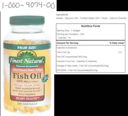 Label for Fish Oil 1000 mg