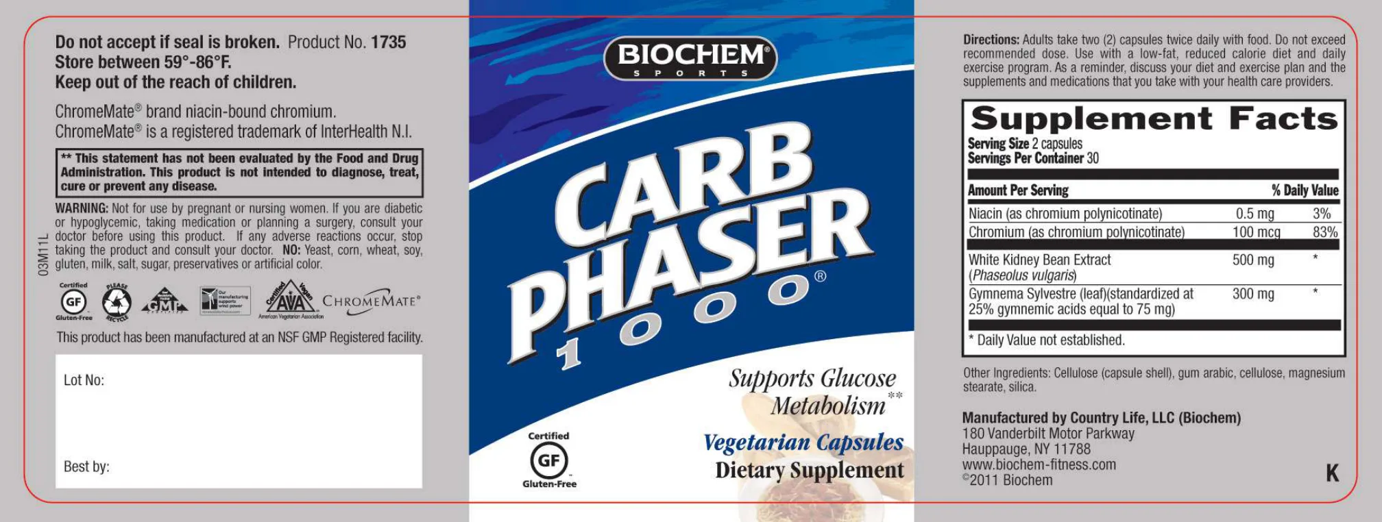 Label for Carb Phaser 1000