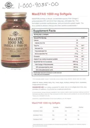 Label for MaxEPA 1000 mg Omega 3 Fish Oil