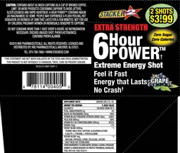 Label for 6 Hour Power Extreme Energy Shot Grape