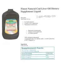 Label for Cod Liver Oil Vitamin A & D Supplement