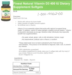 Label for D3 400 IU