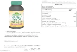 Label for Omega-3 Fish Oil 1000 mg + D3