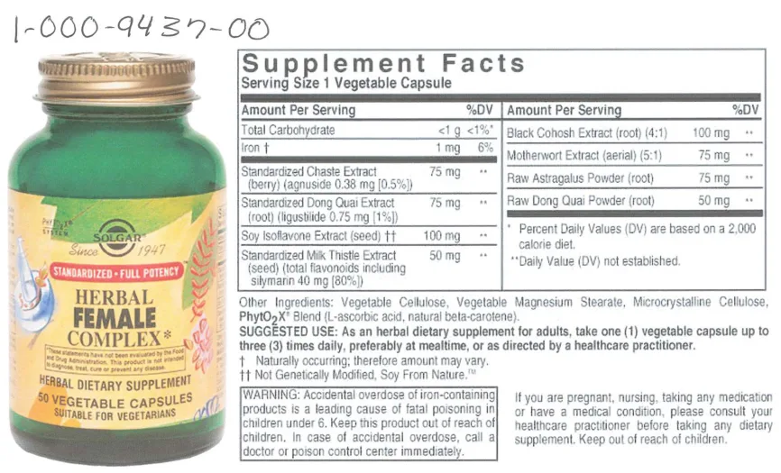 Label for Herbal Female Complex