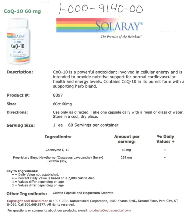 Label for Pure CoQ-10 60 mg